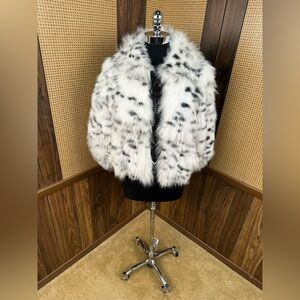 HELEN YARMAK DESIGNER DYED SPOTTED FOX FUR COAT JACKET SIZE MEDIUM